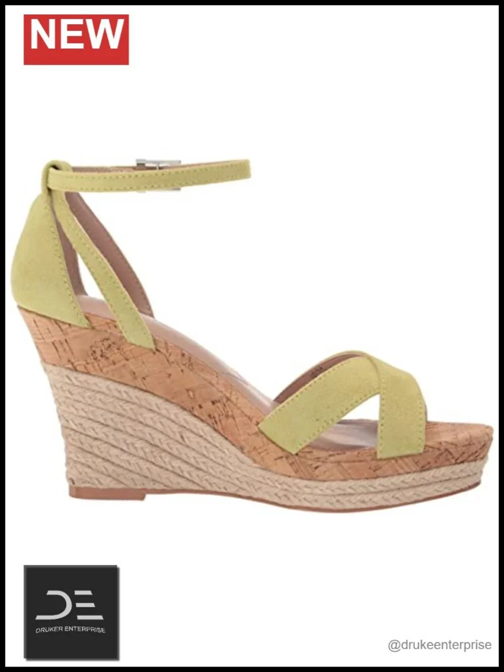 Faux Suede Wedge Sandals with Padded Footbed and Buckle